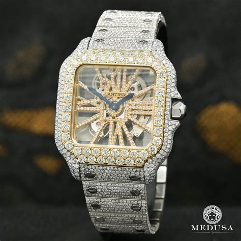 santos de cartier skeleton replica|cartier skeleton iced out price.